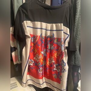 Zara black tee with scarf back detailing